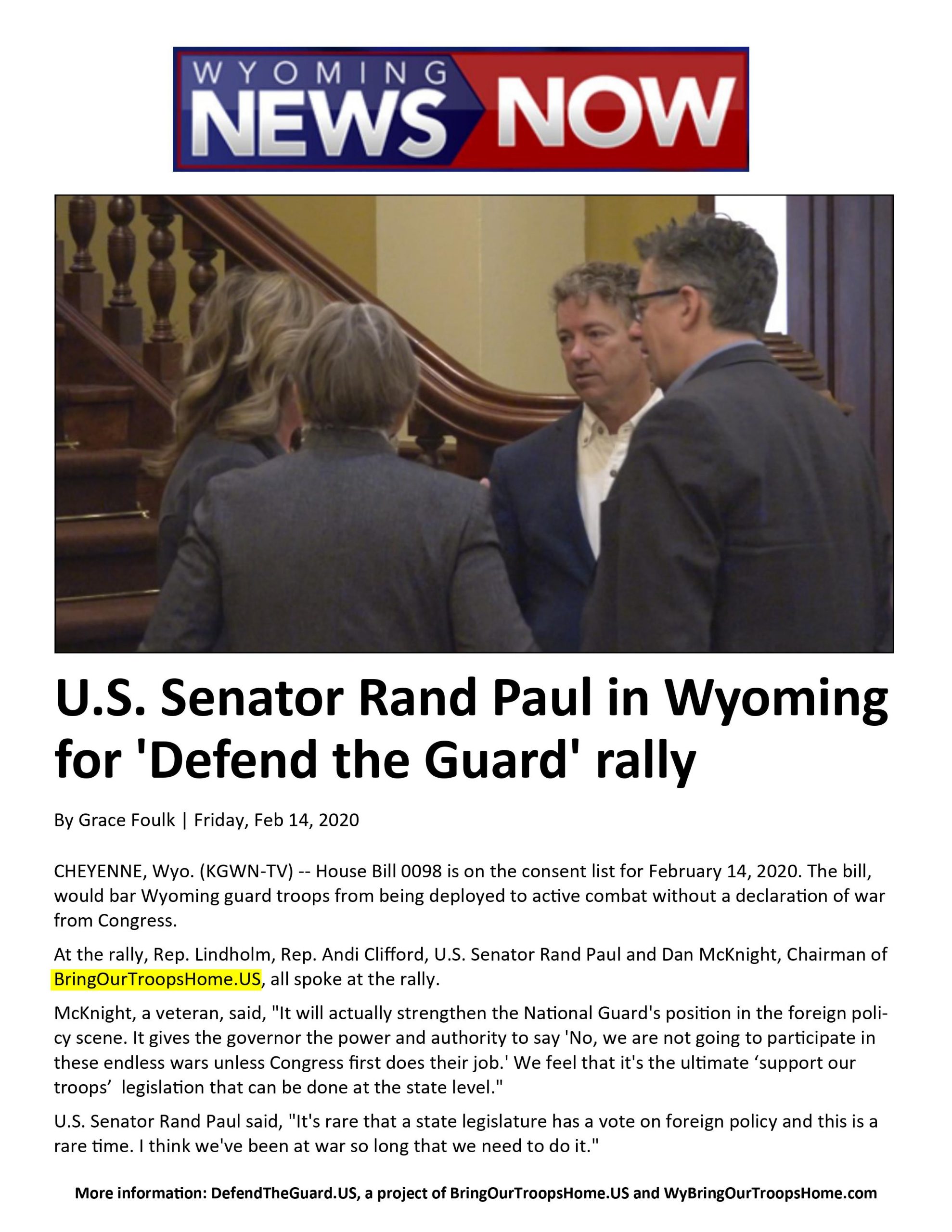 U.S. Senator Rand Paul in Wyoming for ‘Defend the Guard’ Rally