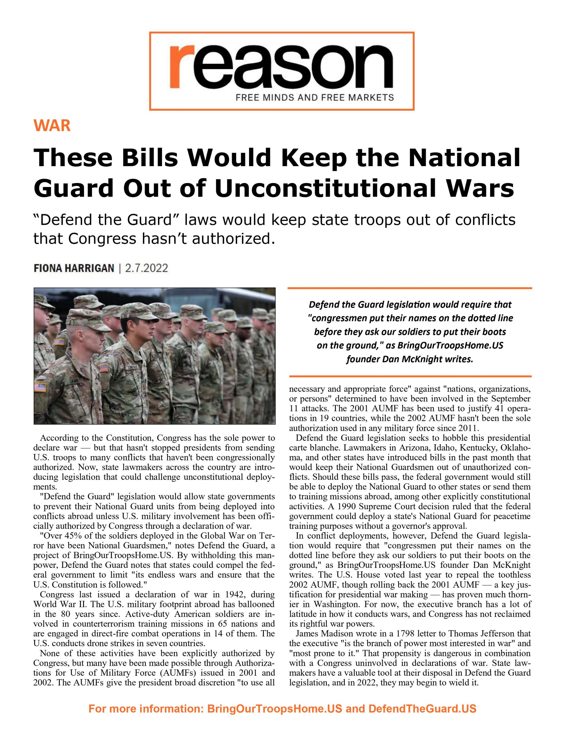 These Bills Would Keep the National Guard Out of Unconstitutional Wars