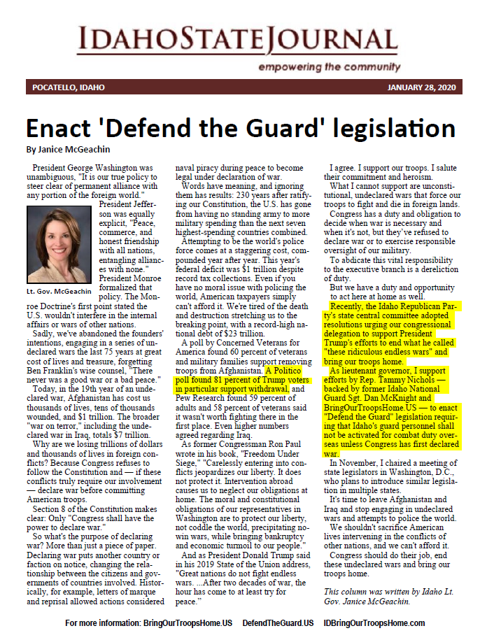 Idaho State Journal – Enact ‘Defend the Guard’ legislation