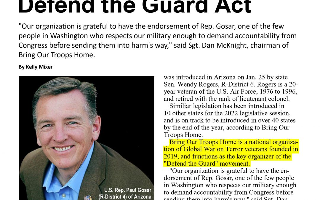 Rep. Paul Gosar Endorses Defend the Guard Act