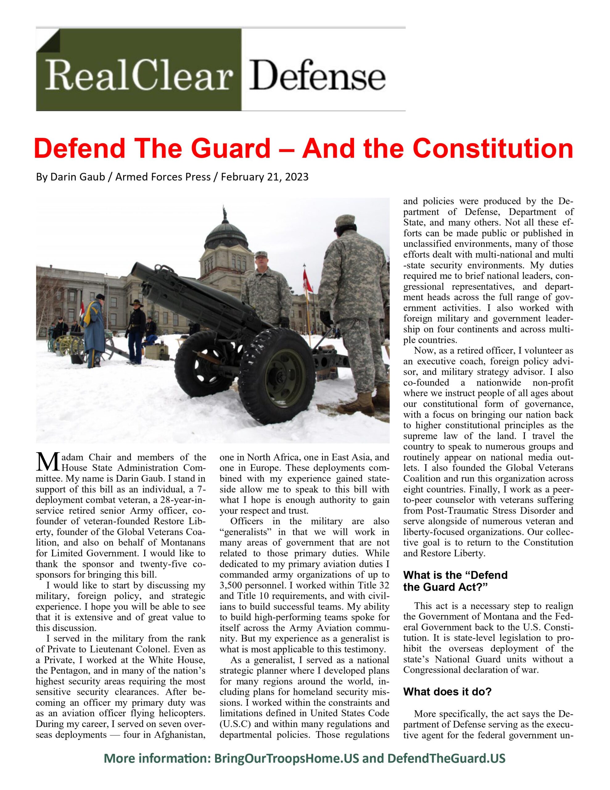 Defend the Guard – And the Constitution